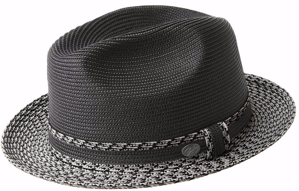 Bailey Mannesroe Braid Straw Fedora BLK/CHARCOAL / S, Hats - BAILEY, Levine Hat Co.