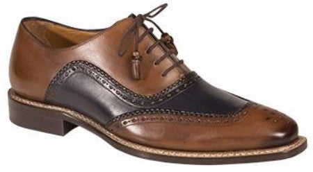 Cadiz Oxford by Mezlan Cognac/Blue / 8, Shoes - Mezlan, Levine Hat Co. - 1
