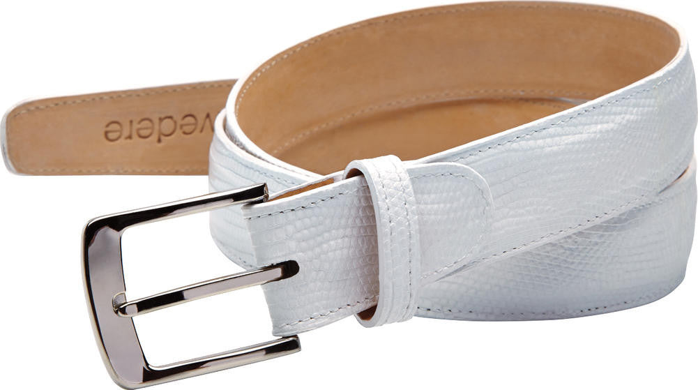 Belvedere Lizard Belt Fits up to 44" / White, Belt - BELVEDERE, Levine Hat Co. - 6