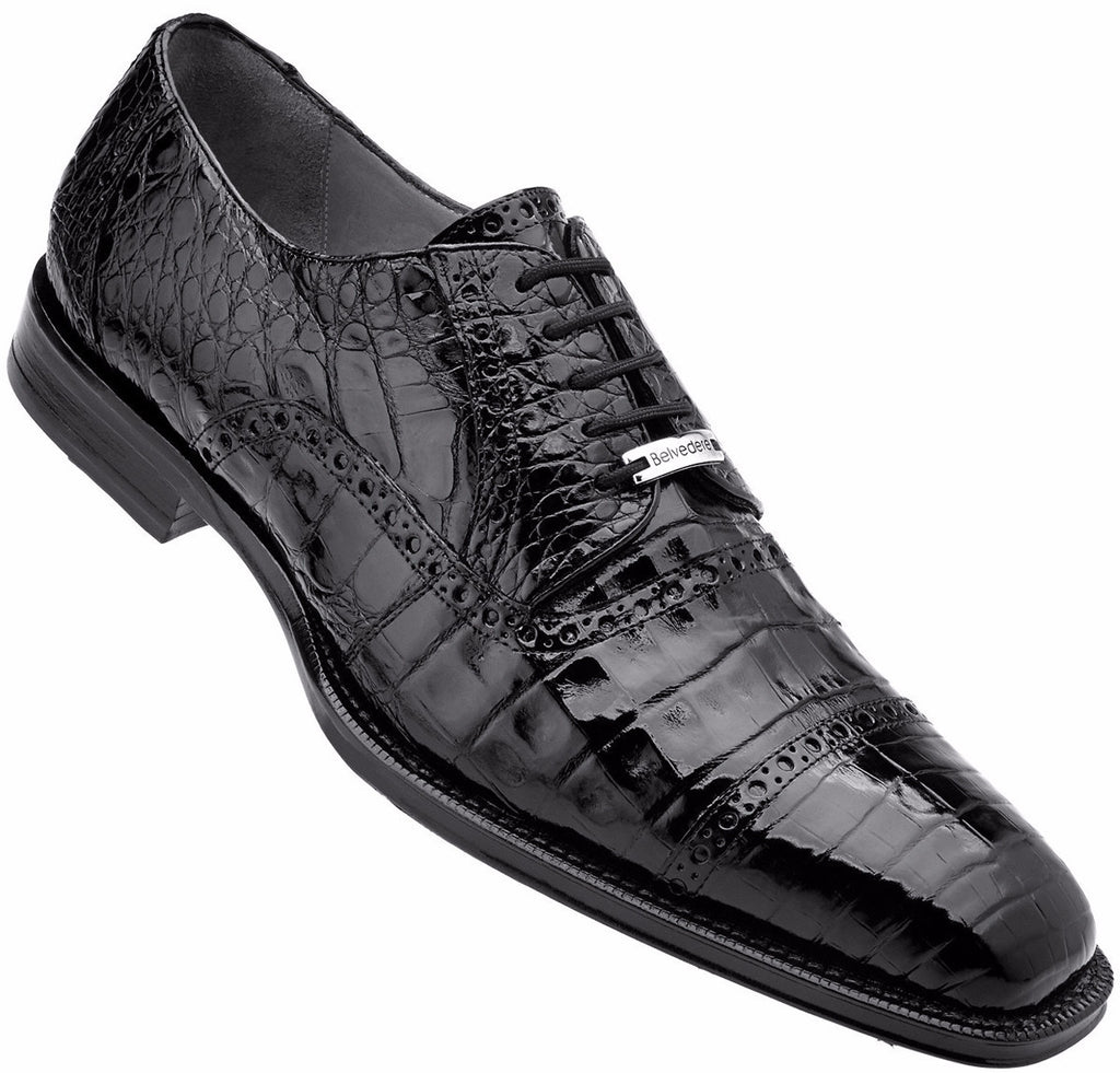 Belvedere Marcello Crocodile Oxford BLACK / 10, Shoes - BELVEDERE, Levine Hat Co. - 1