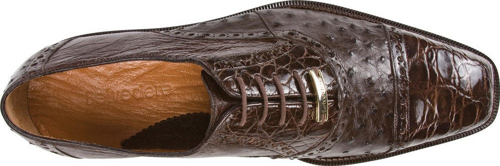 Onesto Ostrich & Crocodile Combo by Belvedere Brown / 8, Shoes - BELVEDERE, Levine Hat Co. - 4