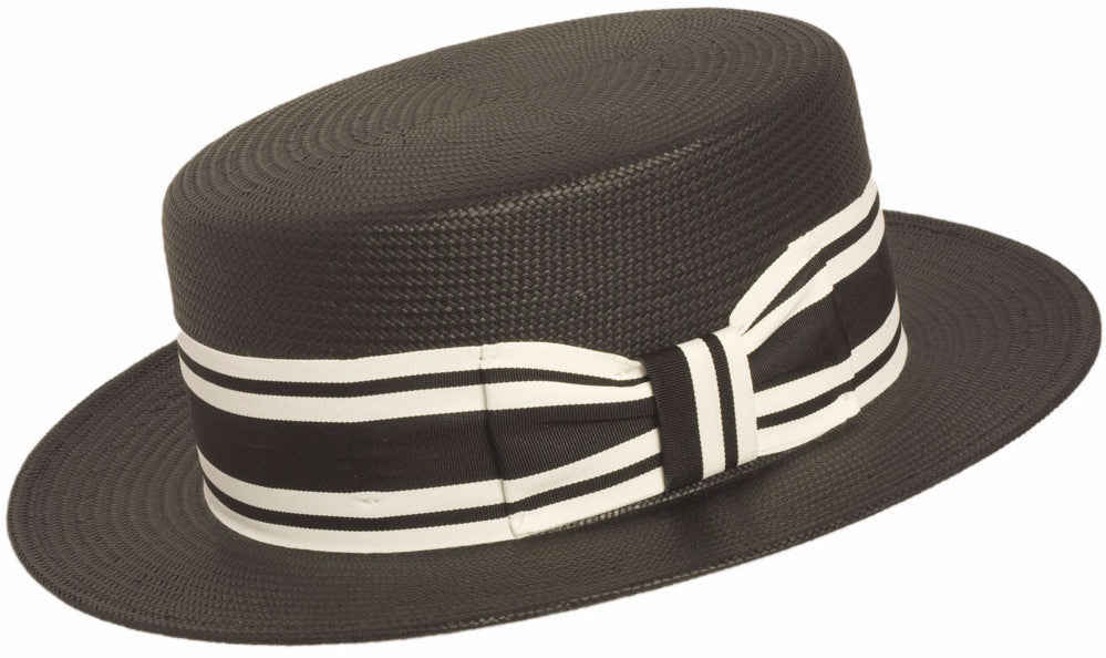 Shantung Boater BLACK / L, HATS - CAPAS, Levine Hat Co.