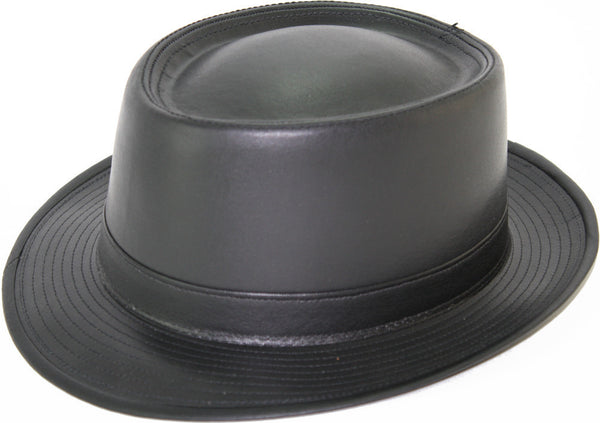 Henschel Leather Porkpie BLACK / M, Hats - HENSCHEL, Levine Hat Co. - 1