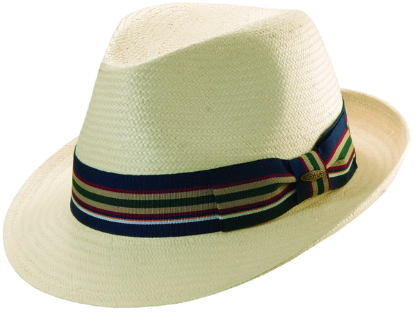 Scala Toyo Fedora W/ Stripe Ribbon IVORY / L, Hats - SCALA, Levine Hat Co.