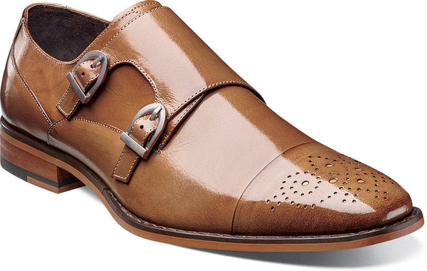 Trevor Cap Toe Monk Strap by Stacy Adams Tan / 7, Shoes - STACYADAMS, Levine Hat Co. - 1