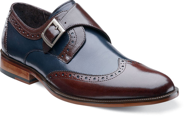 Stratford wing tip monk strap by Stacy Adams BROWN/NAVY / 7, Shoes - STACYADAMS, Levine Hat Co. - 1