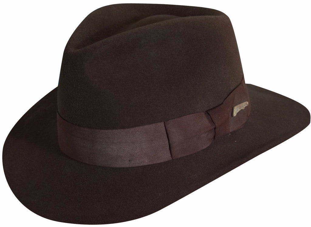 Indiana Jones Wool Fedora BROWN / L, HATS - DORFMANPACIFIC, Levine Hat Co.