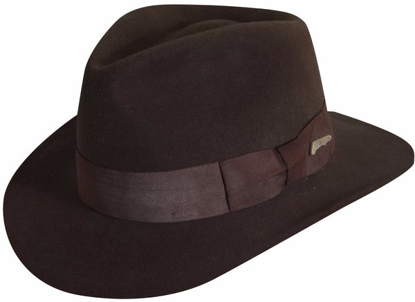 Indiana Jones Wool Fedora BROWN / L, HATS - DORFMANPACIFIC, Levine Hat Co.