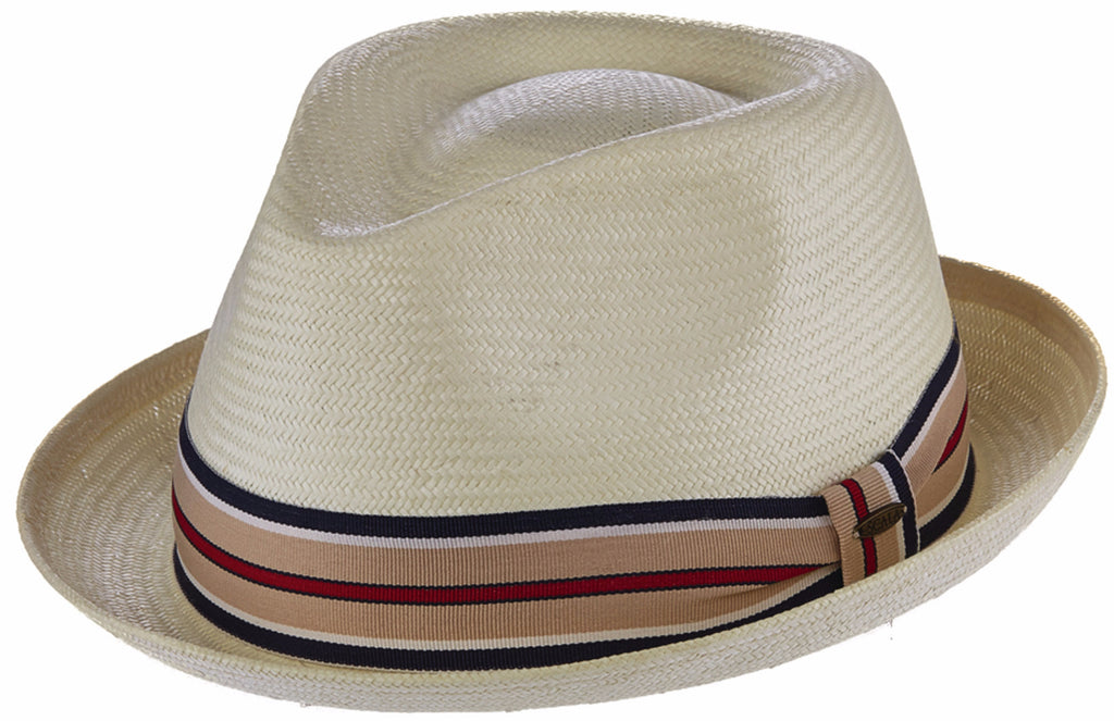 Scala Multi Stripe Toyo Fedora IVORY / L/XL, Hats - SCALA, Levine Hat Co.