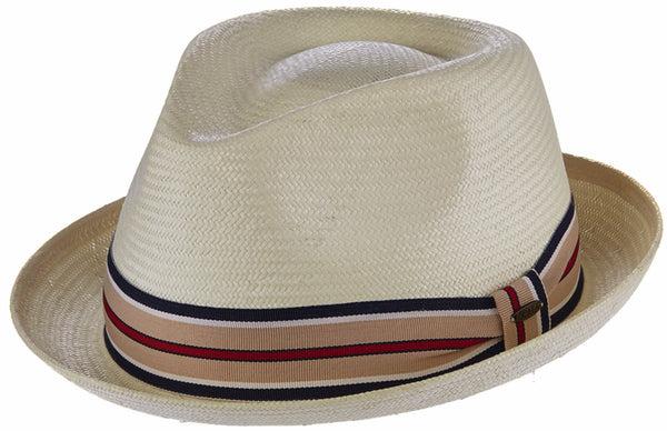 Scala Multi Stripe Toyo Fedora IVORY / L/XL, Hats - SCALA, Levine Hat Co.