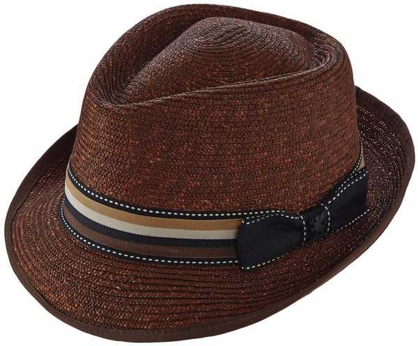 Stacy Adams Wheat Braid Diamond Crown Fedora BROWN / L, Hats - STACYADAMS, Levine Hat Co.