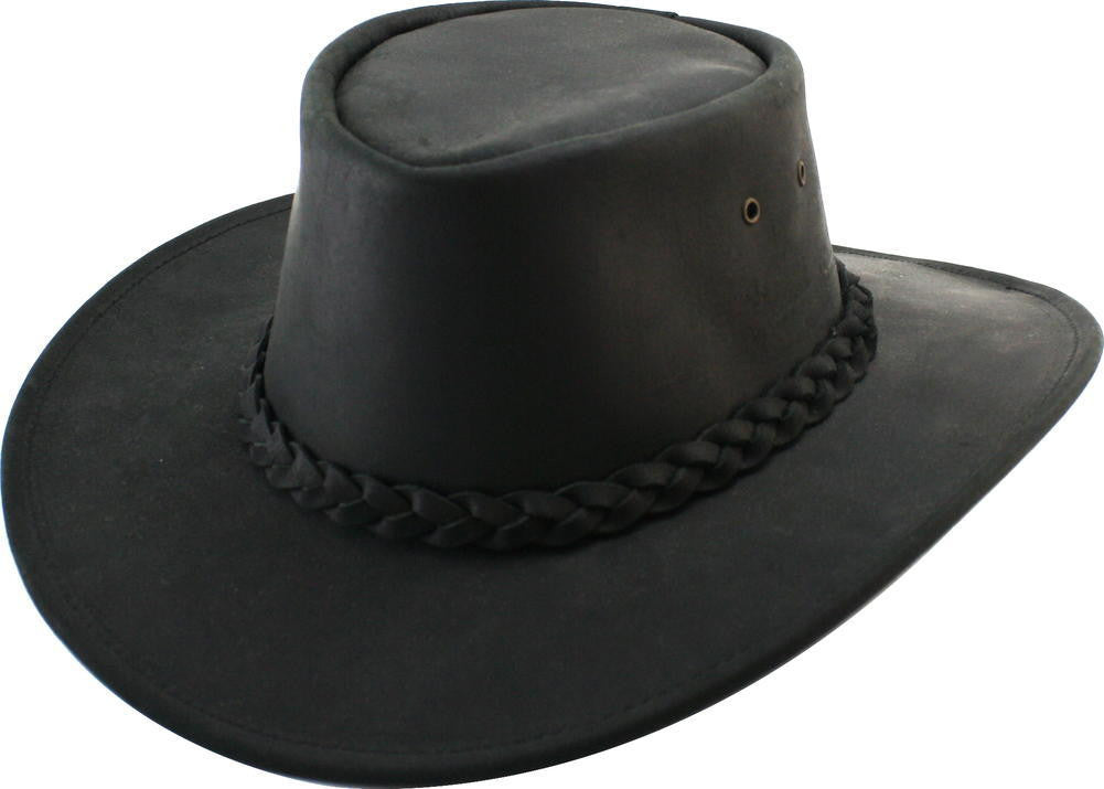 Henschel Dakota Leather Australian Hat BLACK / L, HATS - HENSCHEL, Levine Hat Co.