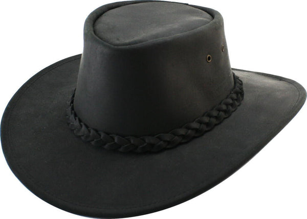 Henschel Dakota Leather Australian Hat BLACK / L, HATS - HENSCHEL, Levine Hat Co.