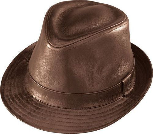 Henschel Leather Fedora BROWN / L, HATS - HENSCHEL, Levine Hat Co. - 1