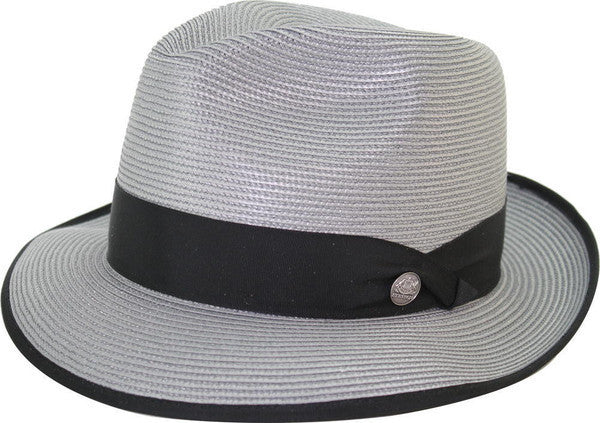 Stetson Latte Milan Straw Fedora GREY / 6 3/4, HATS - STETSON, Levine Hat Co. - 1