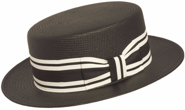 Shantung Boater BLACK / L, HATS - CAPAS, Levine Hat Co.