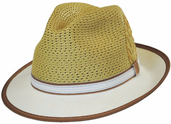 Santana Brishen Two-Tone Fedora NATURAL / L, Hats - SANTANA, Levine Hat Co.